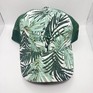 Molokai Hawaii Trucker Hat Green Tropical Leaf Snapback Mesh Cap Cappelli OSFM